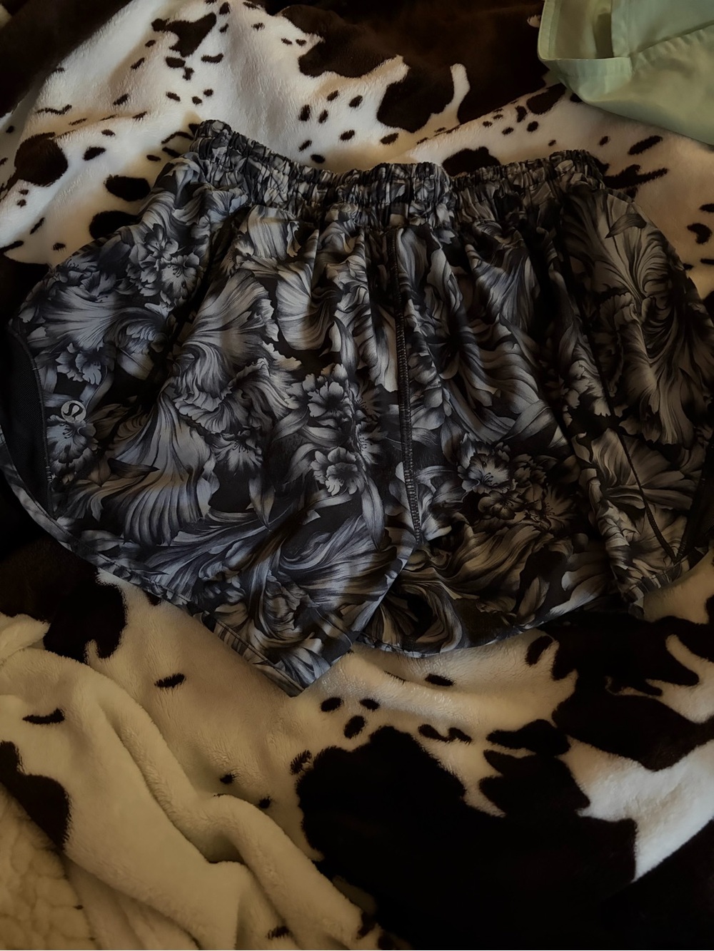 lululemon athletica Black & Gray Floral Athletic Shorts